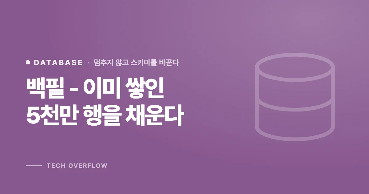 백필 - 이미 쌓인 5천만 행을 채운다