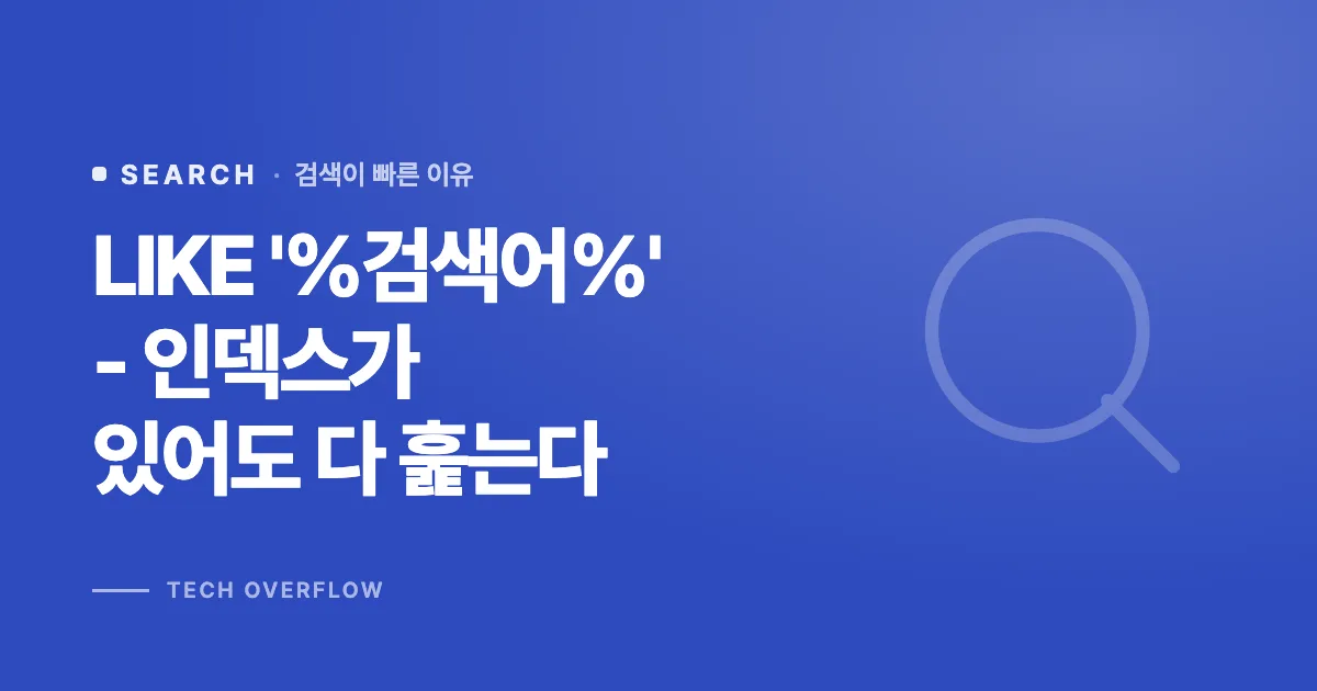 LIKE '%검색어%' - 인덱스가 있어도 다 훑는다